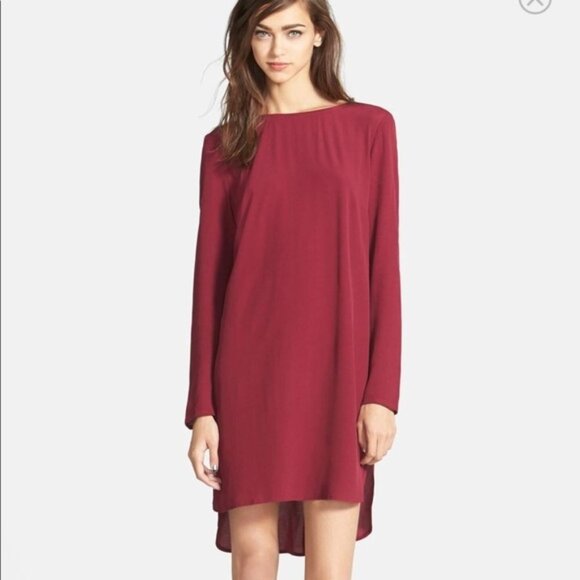 NEW Wayf Long Sleeve High Low Crepe Shift Dress Sz. S - Picture 1 of 2